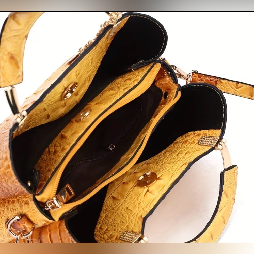 Gold Crocodile Satchel NWT - Picture 5 of 7